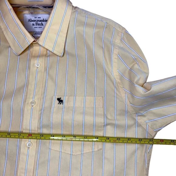 Abercrombie & Fitch Button Down Long Sleeve Shirt Yellow Muscle Fit XXL - Picture 9 of 10